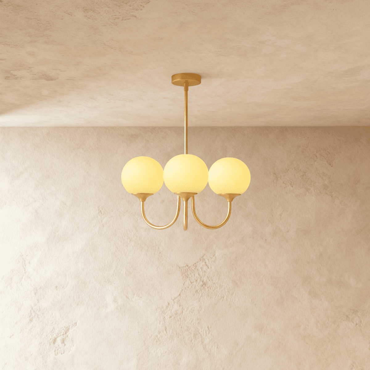 Gold Finish Chandelier With Glass Shades In Peach Pink Or White