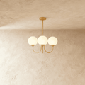 Gold Finish Chandelier With Glass Shades In Peach Pink Or White