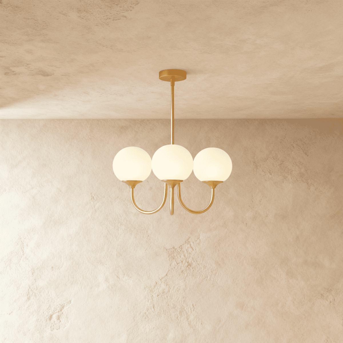 Gold Finish Chandelier With Glass Shades In Peach Pink Or White