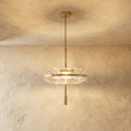 Rippled Glass Pendant Light With Sculptural Metal Frame And Soft Glow