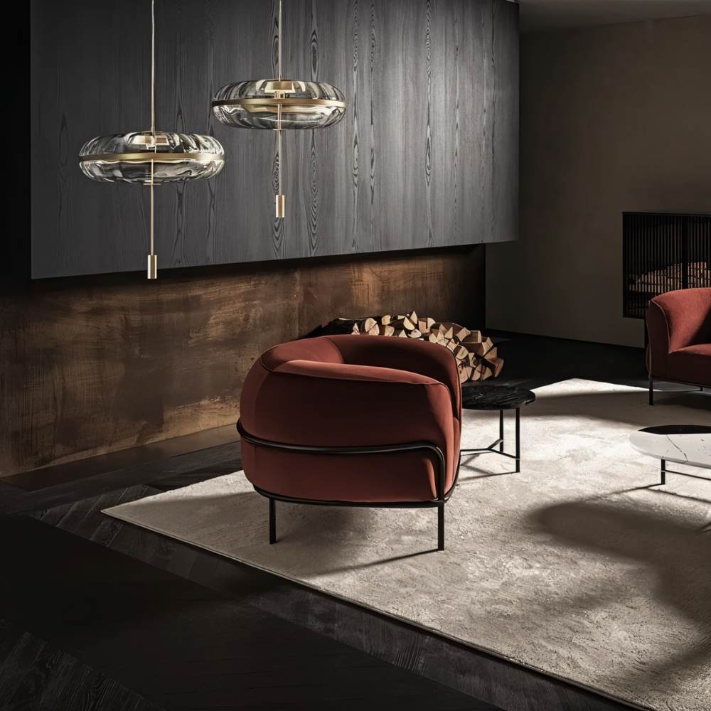 Rippled Glass Pendant Light With Sculptural Metal Frame And Soft Glow