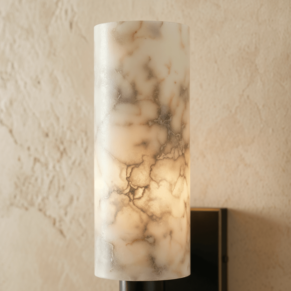 Aurelia Veined Marble Wall Light With Geometric Metal Frame