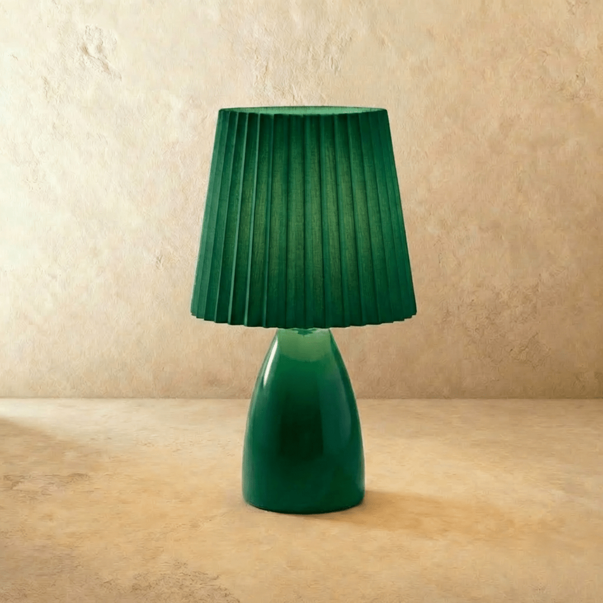 NovaAura Ceramic Table Lamp With Pleated Shade And Mid Century Charm