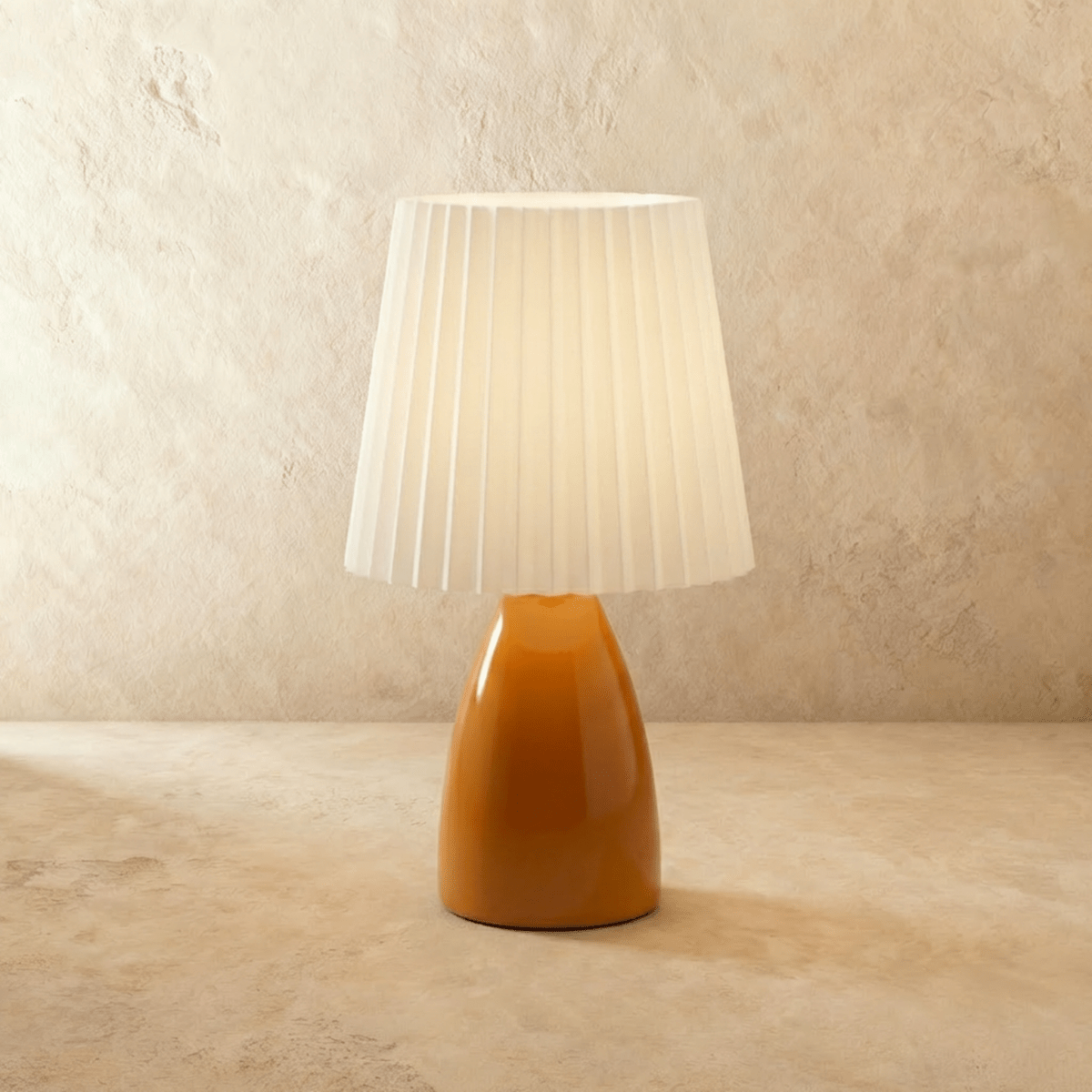 NovaAura Ceramic Table Lamp With Pleated Shade And Mid Century Charm