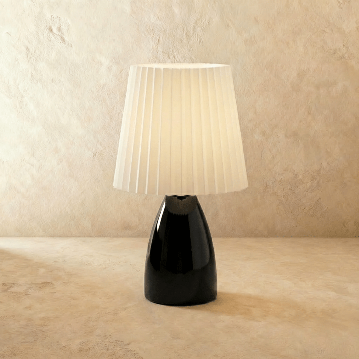 NovaAura Ceramic Table Lamp With Pleated Shade And Mid Century Charm