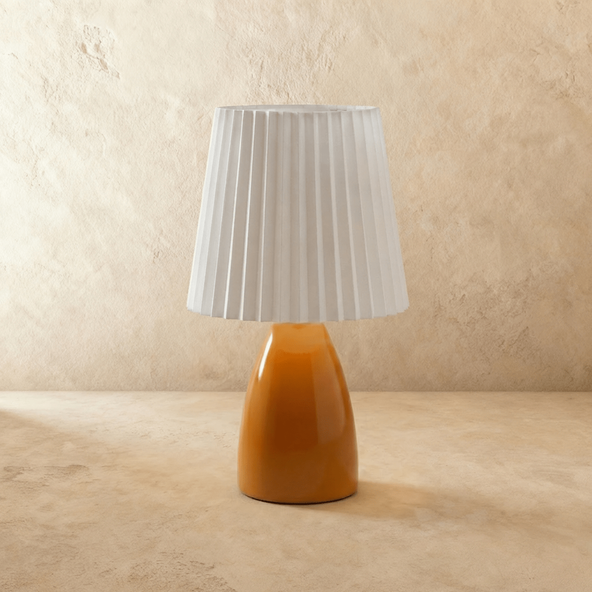 NovaAura Ceramic Table Lamp With Pleated Shade And Mid Century Charm