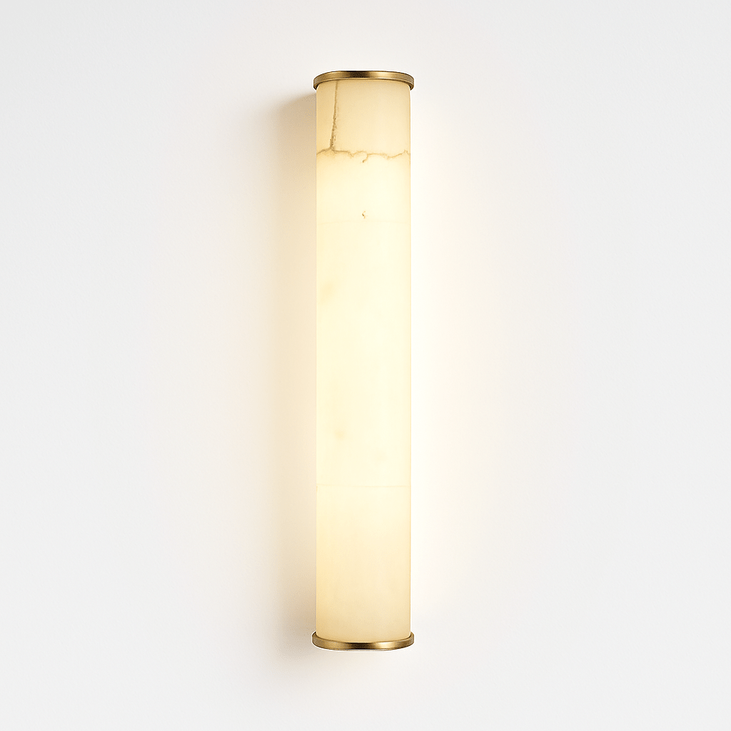 Copper And Marble Wall Light With Alabaster Stone Base