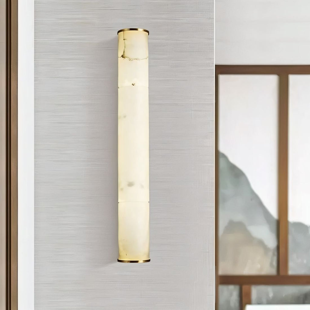 Copper And Marble Wall Light With Alabaster Stone Base