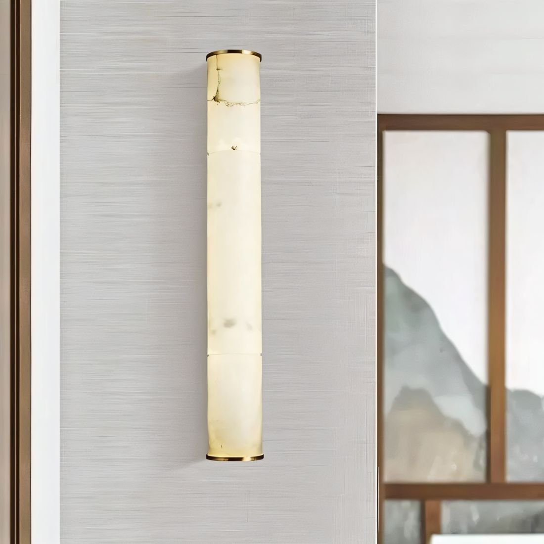 Copper And Marble Wall Light With Alabaster Stone Base