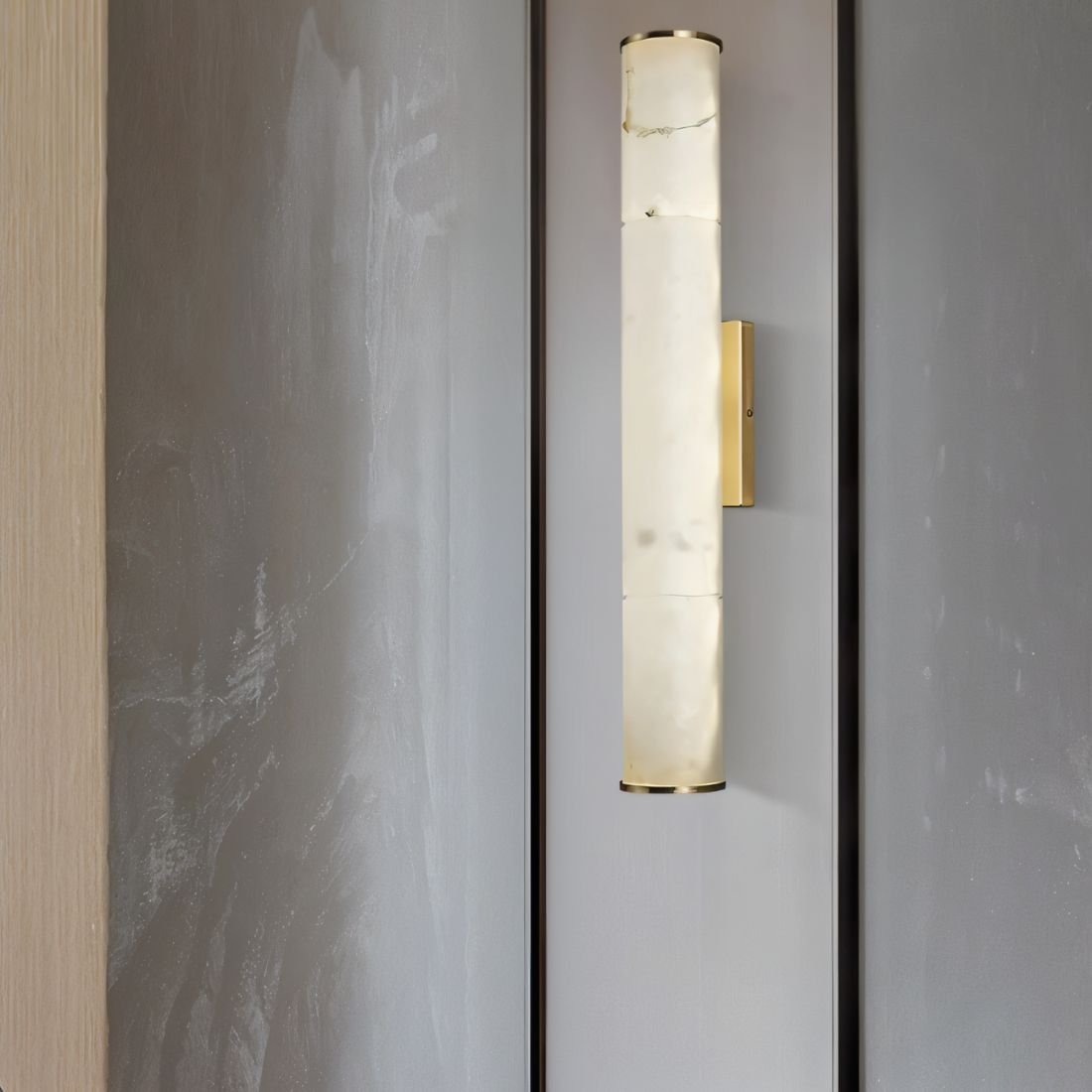 Copper And Marble Wall Light With Alabaster Stone Base