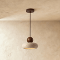 TerraLume Travertine And Wood Pendant Light With Soft Warm Glow