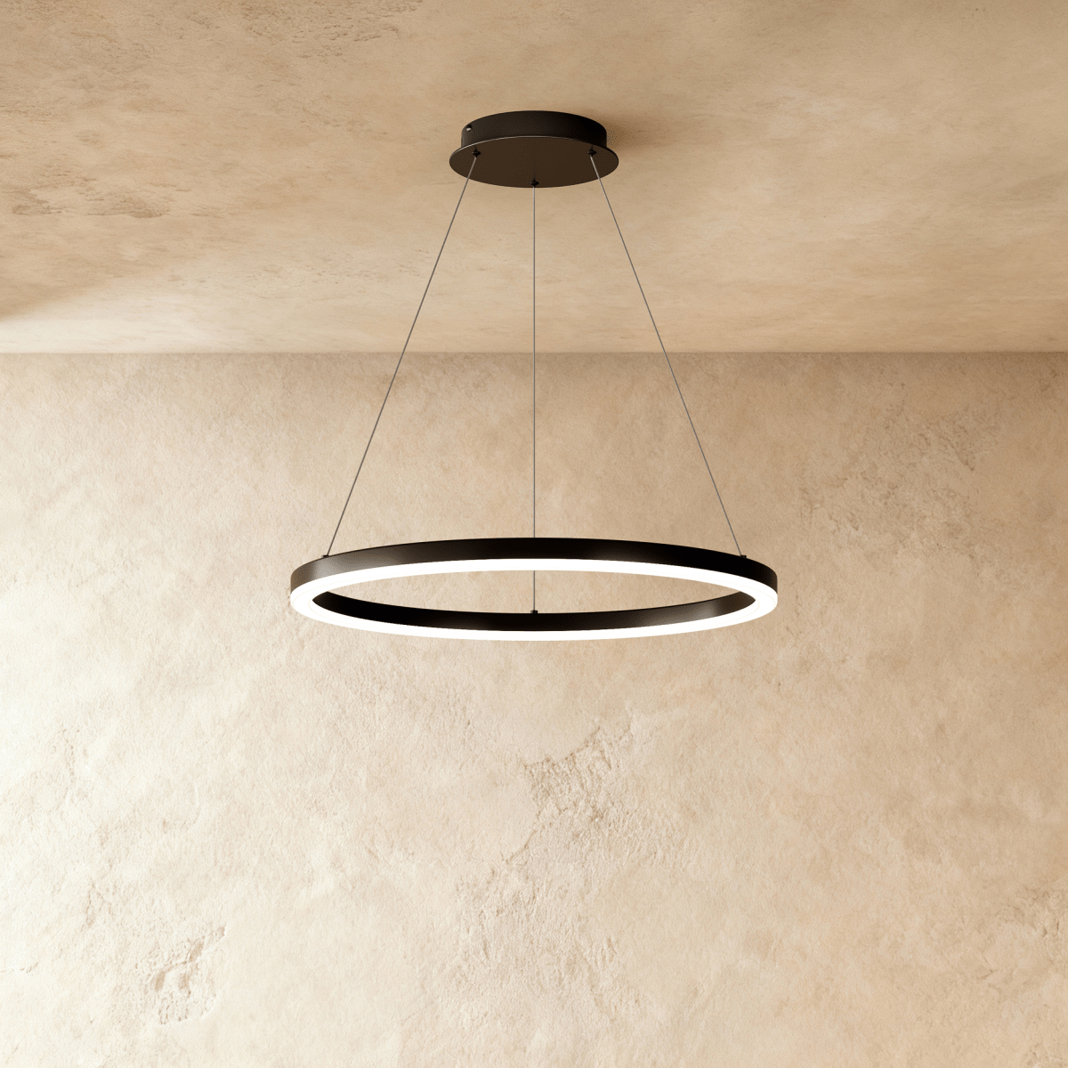 Nova Ring LED Chandelier Polished Black Iron Finish
