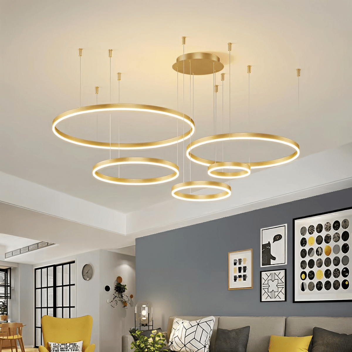 Nova Ring LED Chandelier Polished Black Iron Finish