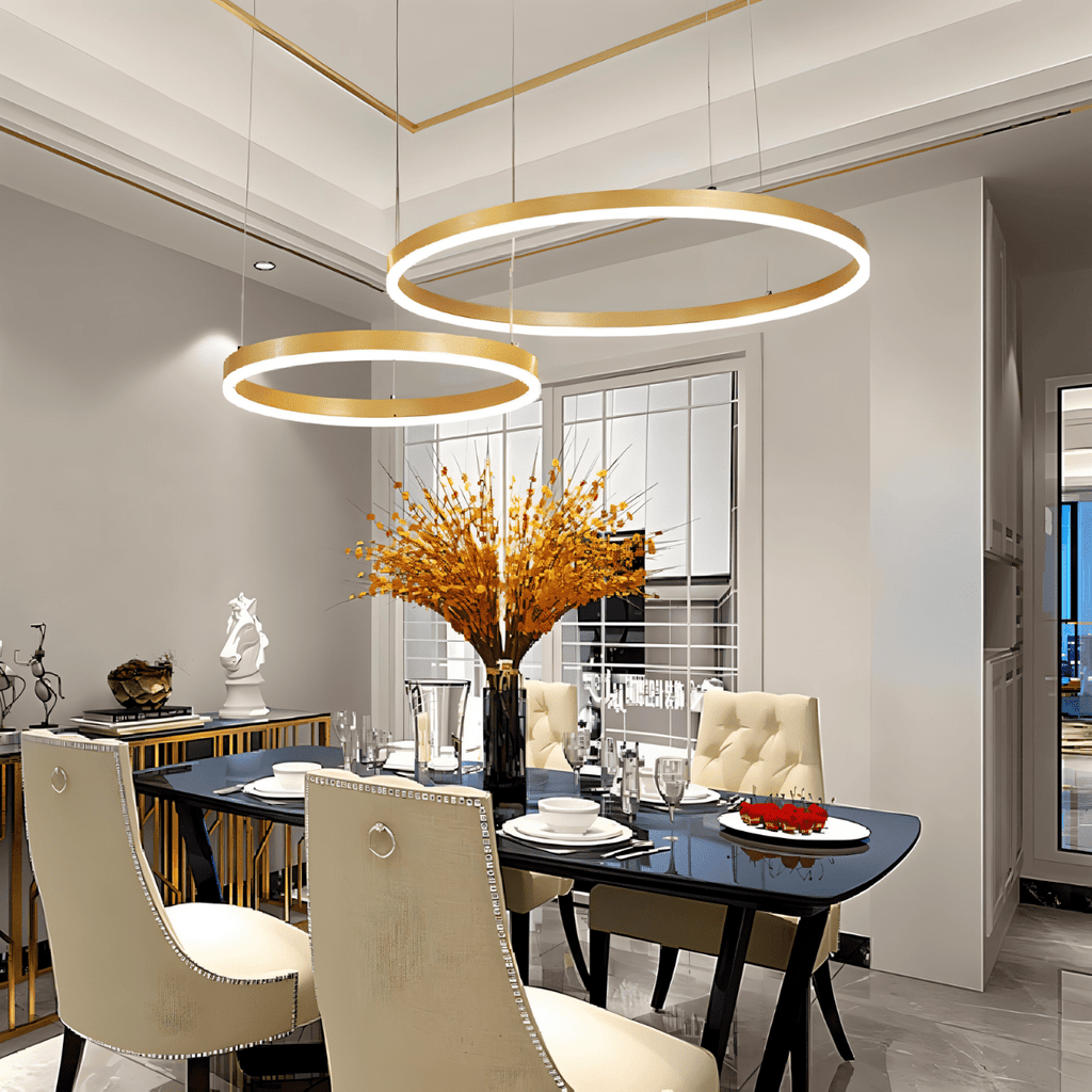 Nova Ring LED Chandelier Polished Black Iron Finish