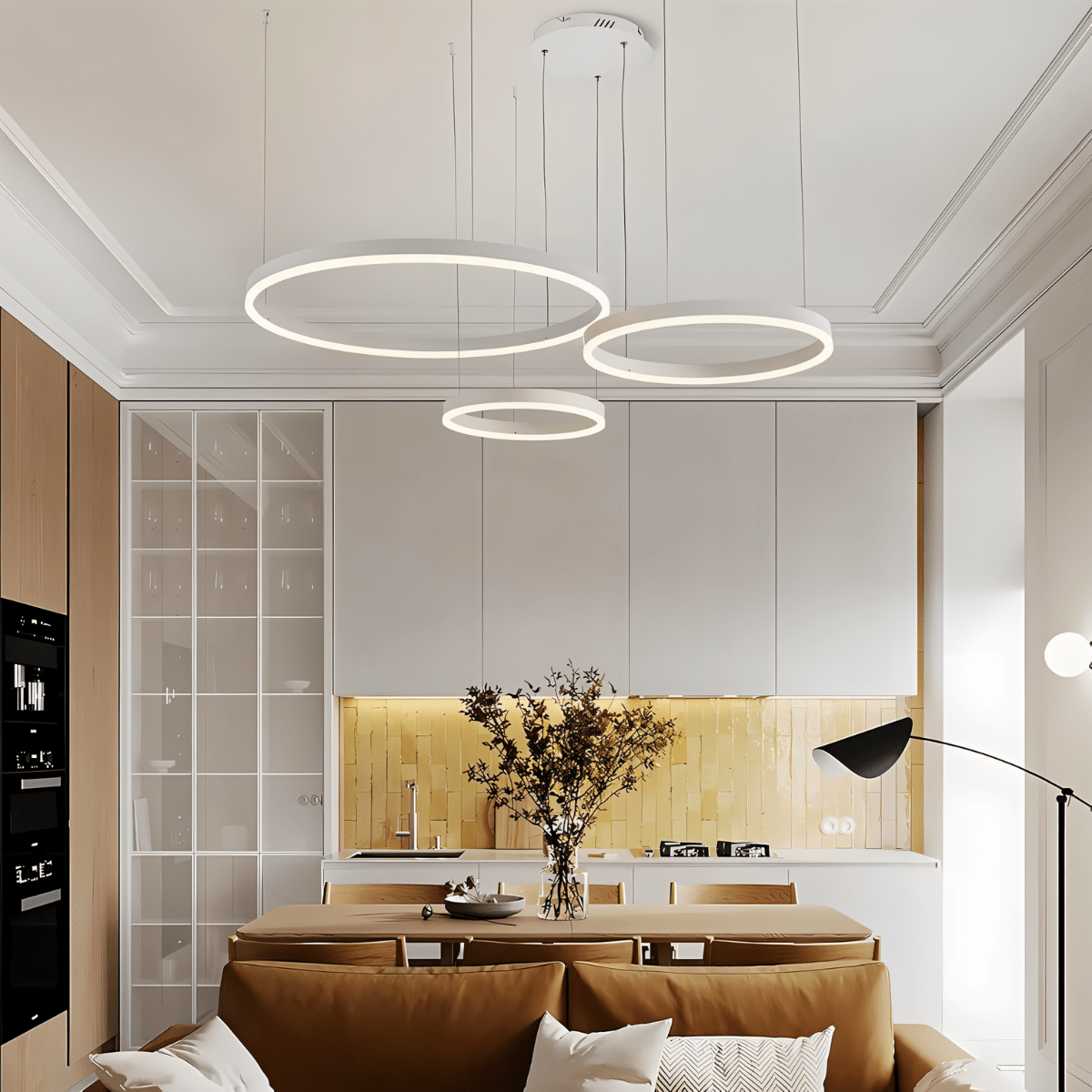 Nova Ring LED Chandelier Polished Black Iron Finish