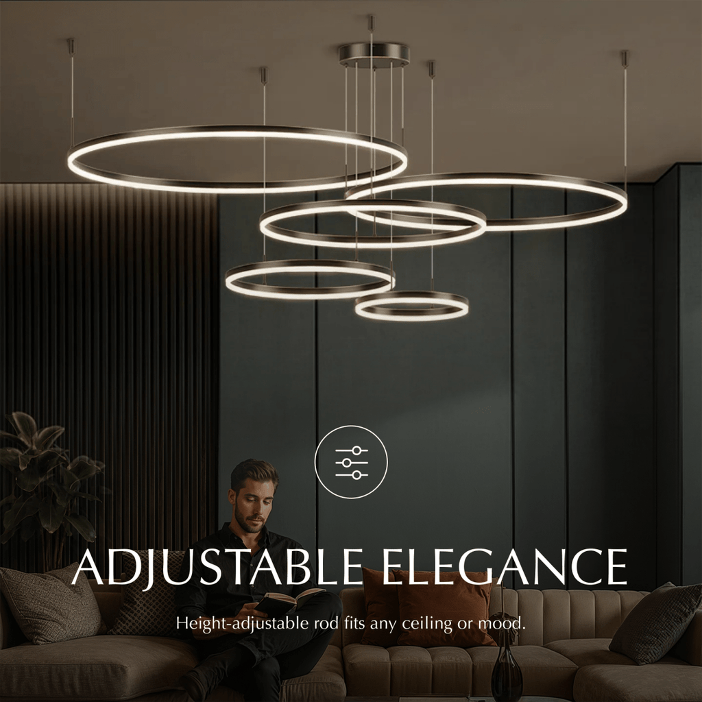 Nova Ring LED Chandelier Polished Black Iron Finish