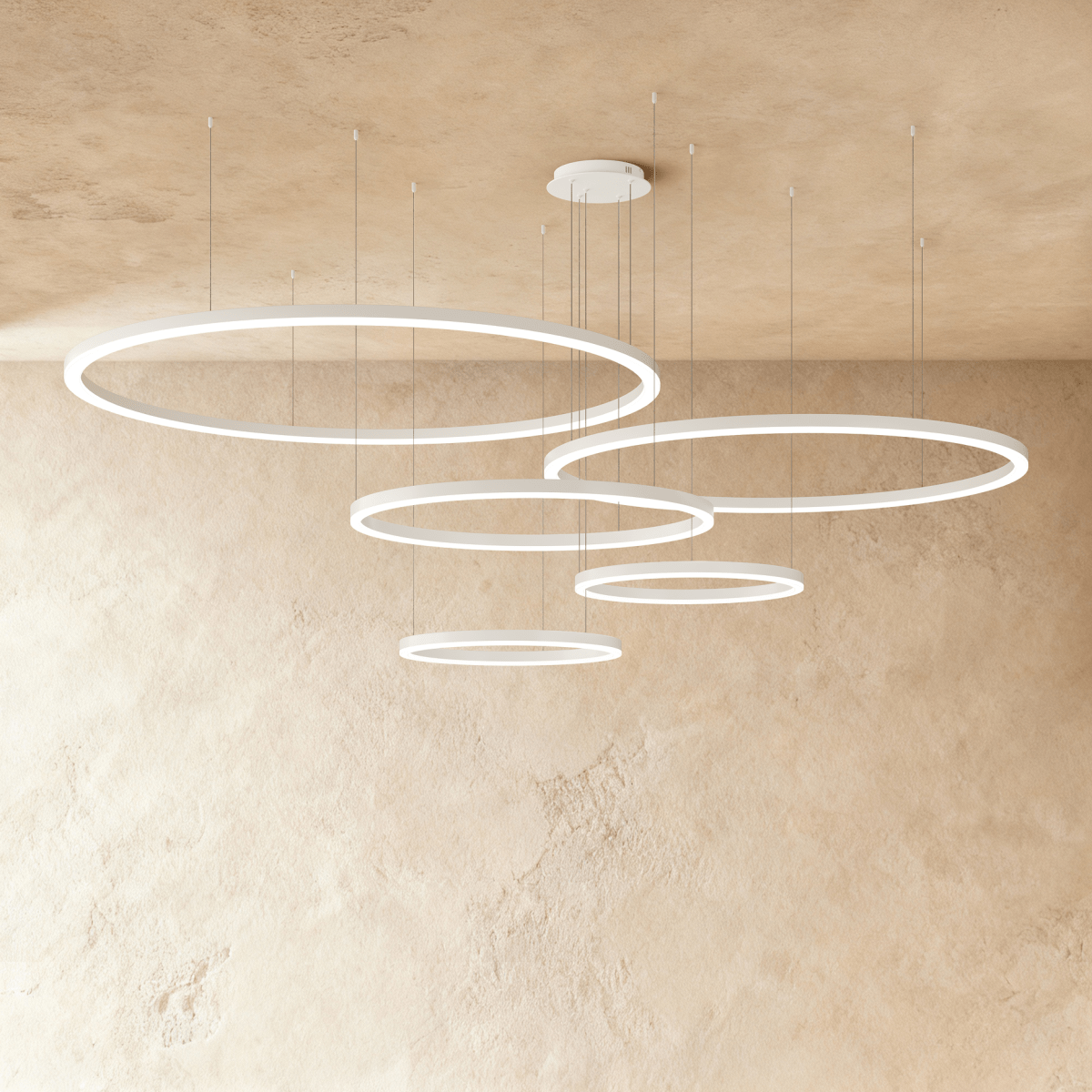 Nova Ring LED Chandelier Polished Black Iron Finish
