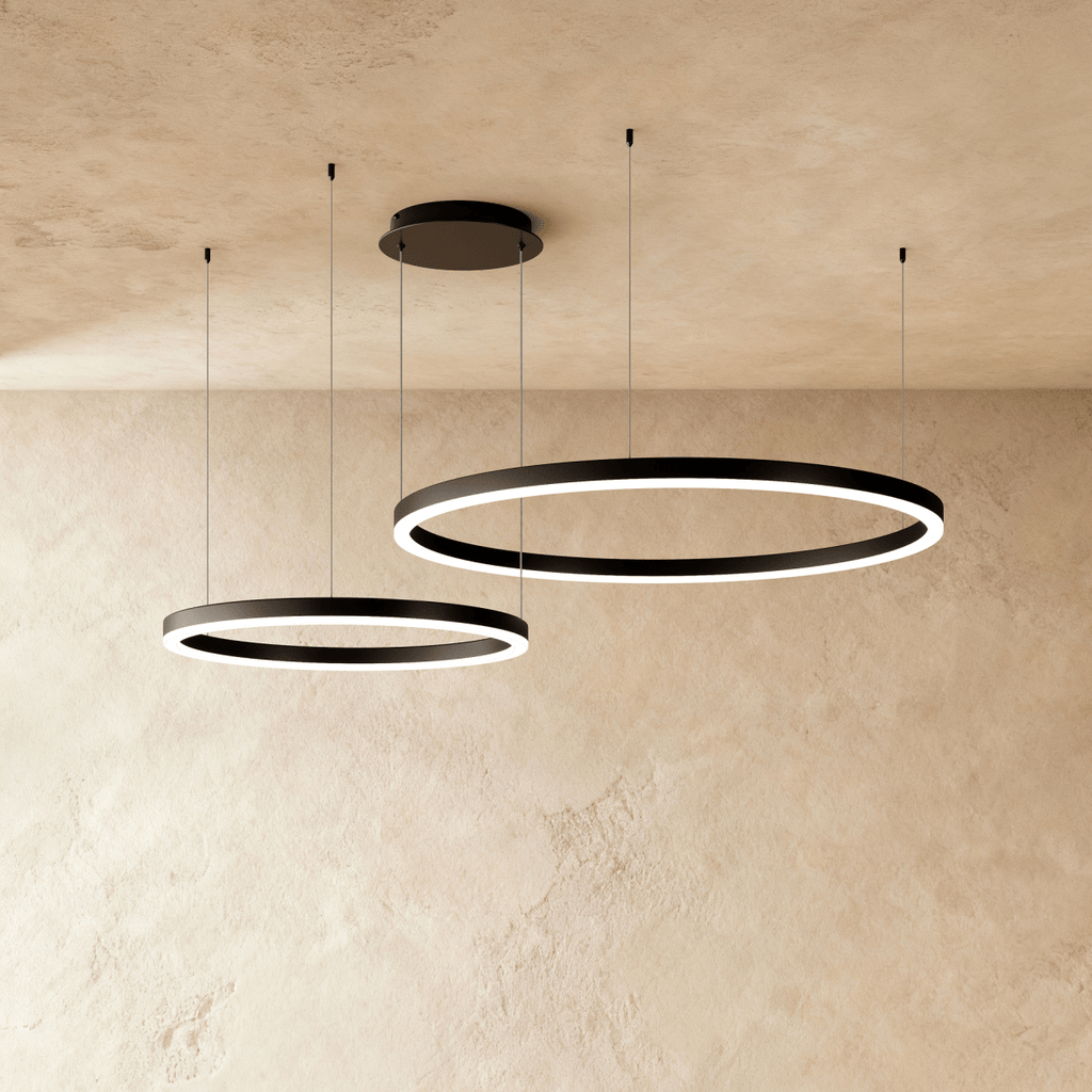 Nova Ring LED Chandelier Polished Black Iron Finish