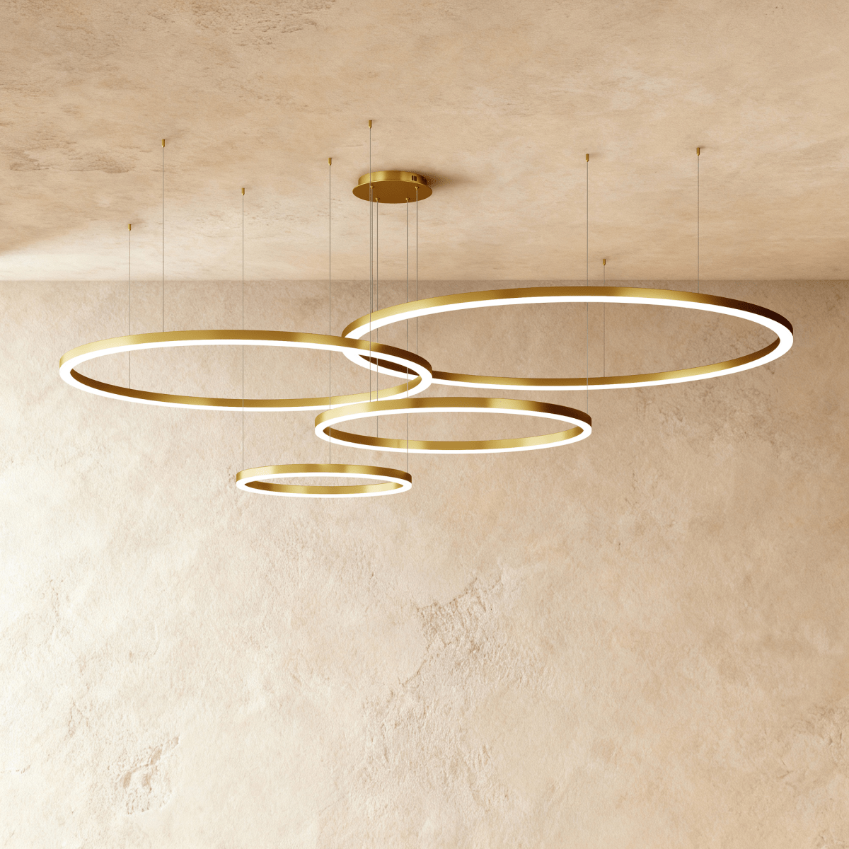 Nova Ring LED Chandelier Polished Black Iron Finish