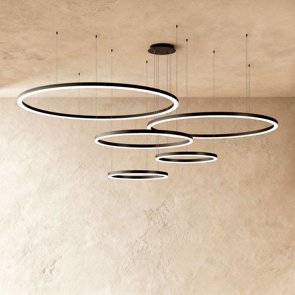 Nova Ring LED Chandelier Polished Black Iron Finish