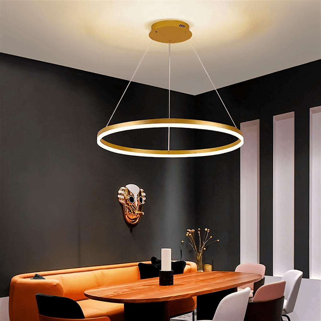 Nova Ring LED Chandelier Polished Black Iron Finish