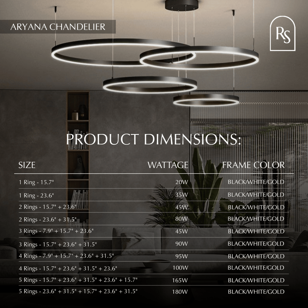 Nova Ring LED Chandelier Polished Black Iron Finish