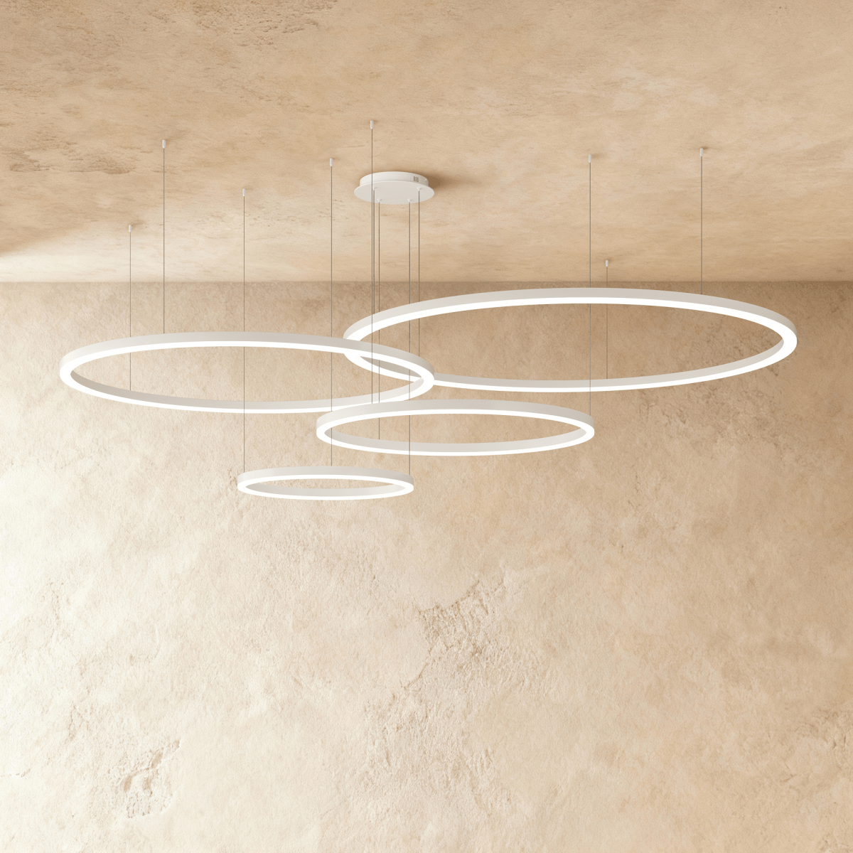 Nova Ring LED Chandelier Polished Black Iron Finish