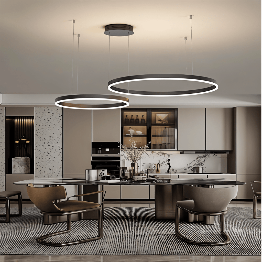 Nova Ring LED Chandelier Polished Black Iron Finish