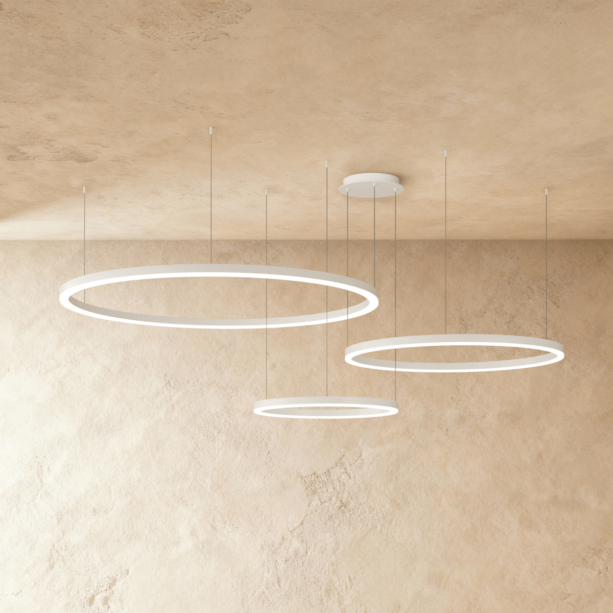 Nova Ring LED Chandelier Polished Black Iron Finish
