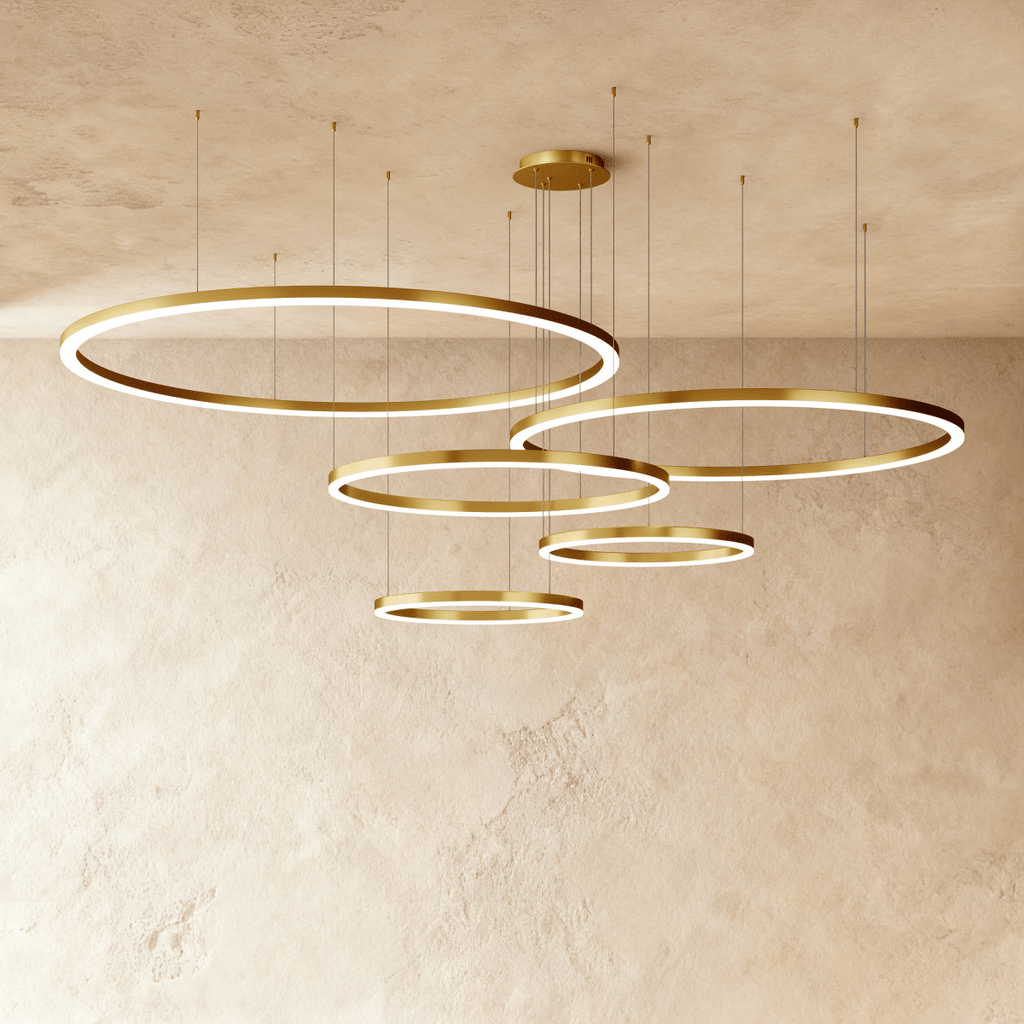 Nova Ring LED Chandelier Polished Black Iron Finish