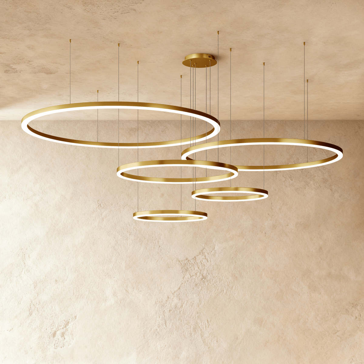 Nova Ring LED Chandelier Polished Black Iron Finish