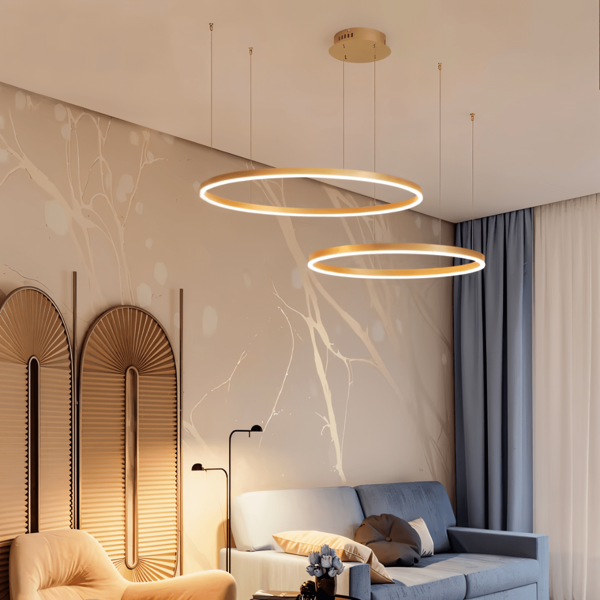 Nova Ring LED Chandelier Polished Black Iron Finish
