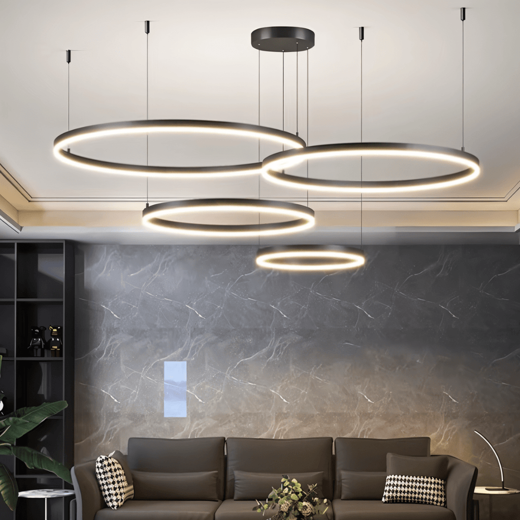 Nova Ring LED Chandelier Polished Black Iron Finish