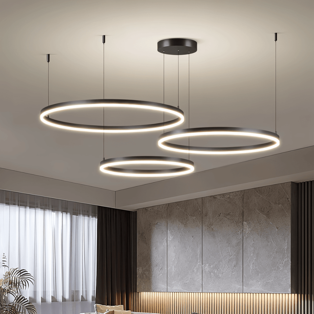 Nova Ring LED Chandelier Polished Black Iron Finish