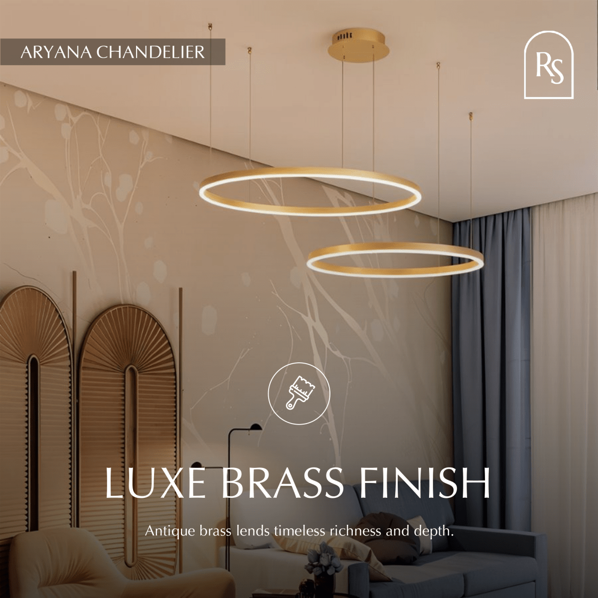 Nova Ring LED Chandelier Polished Black Iron Finish
