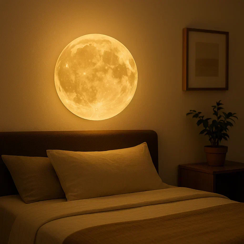 Lâmpada LED em forma de lua com regulador controlado por aplicação, brilho acolhedor para o quarto