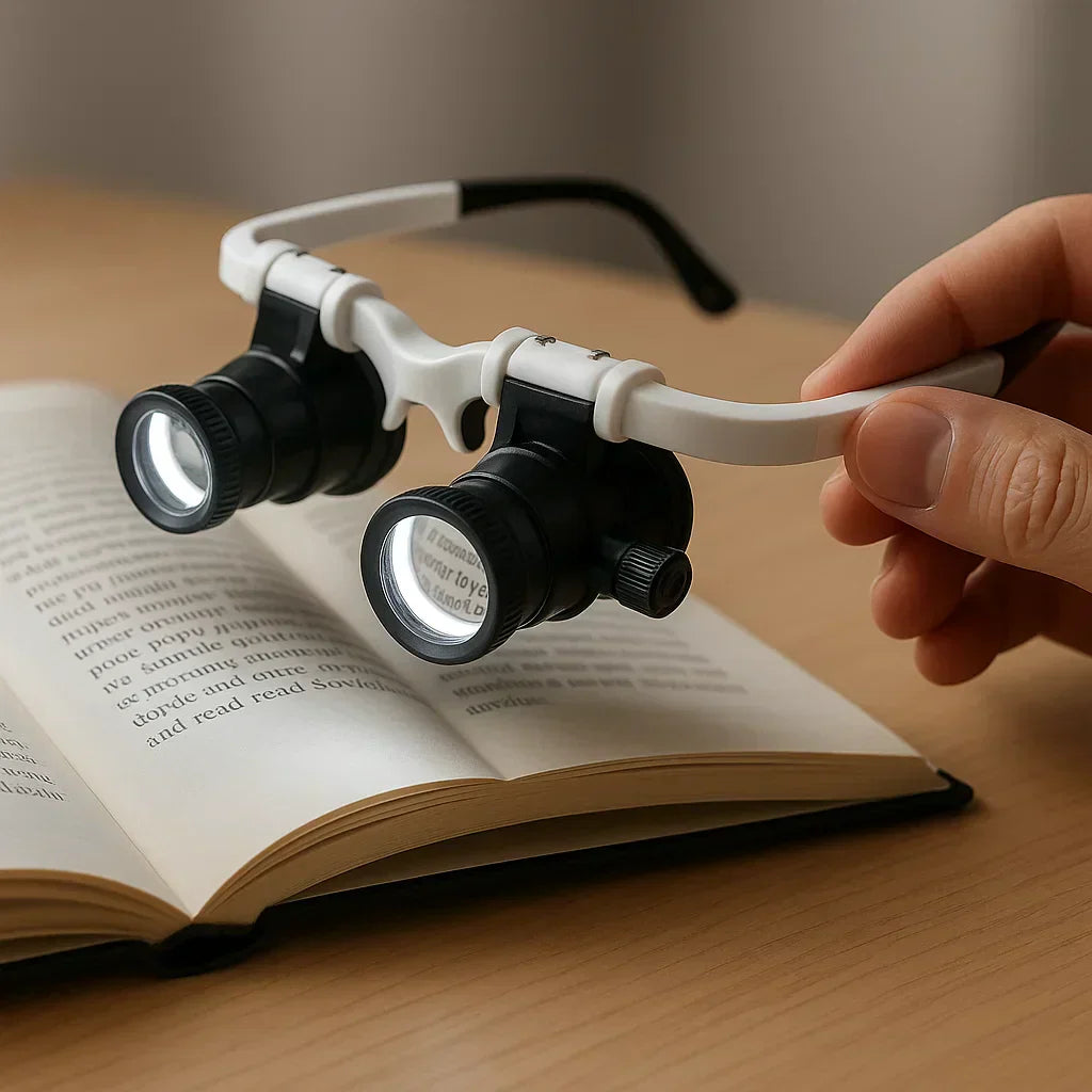 ClariVue LED Magnifier Glasses With 8x-23x Zoom And Brightness Control