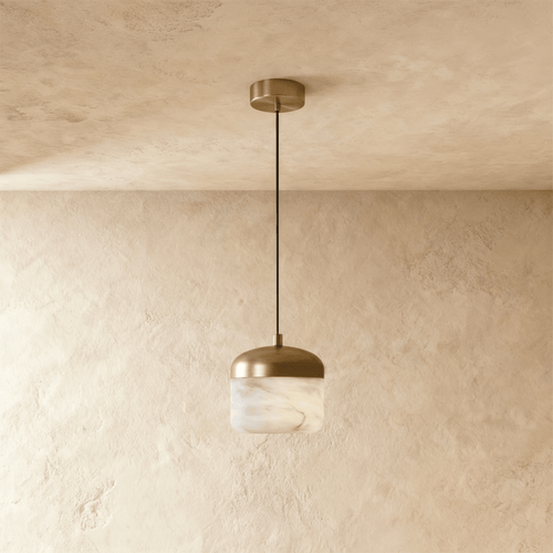 Asteria Alabaster Pendant Light With Marble Shade And Matte Base