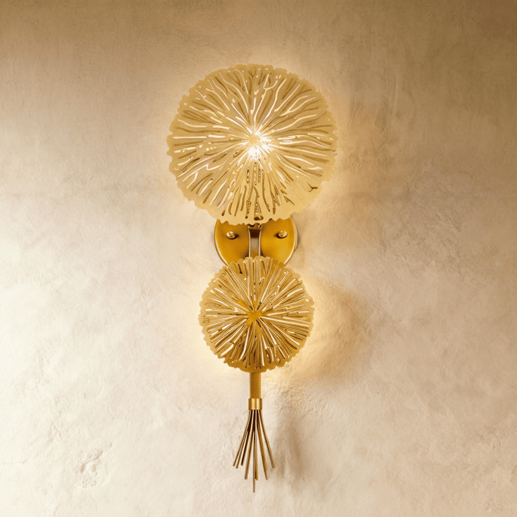 Celestial Aura Metal Wall Art With Warm Gold Glow Illumination