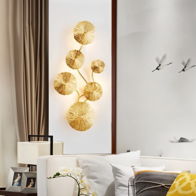 Celestial Aura Metal Wall Art With Warm Gold Glow Illumination
