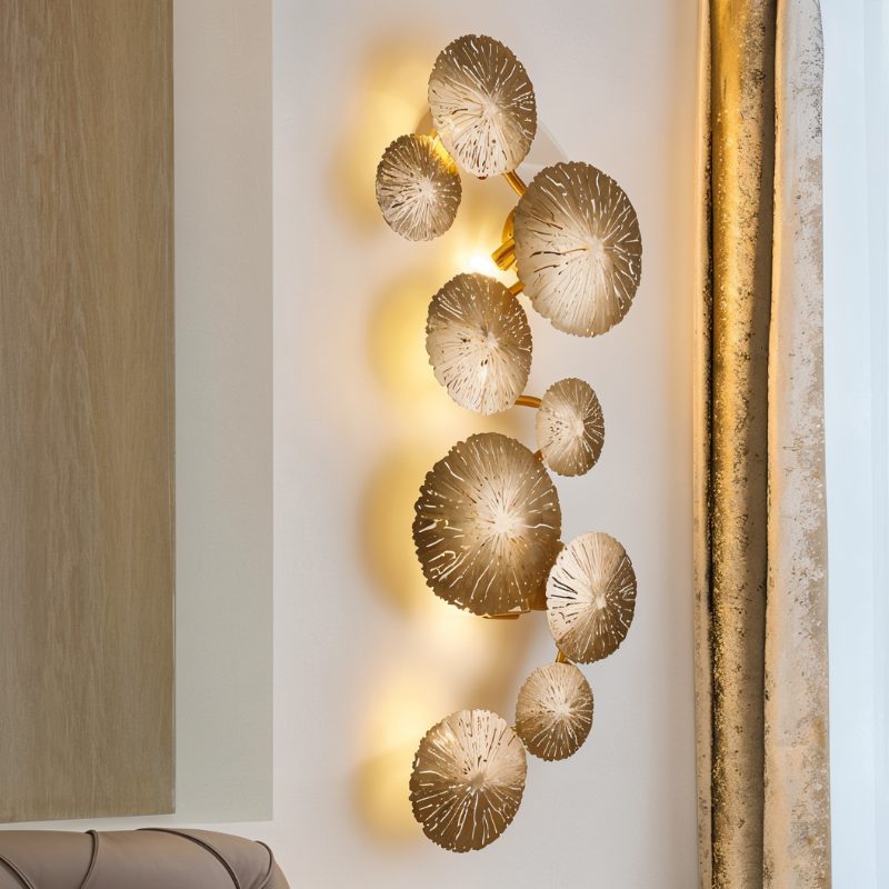 Celestial Aura Metal Wall Art With Warm Gold Glow Illumination