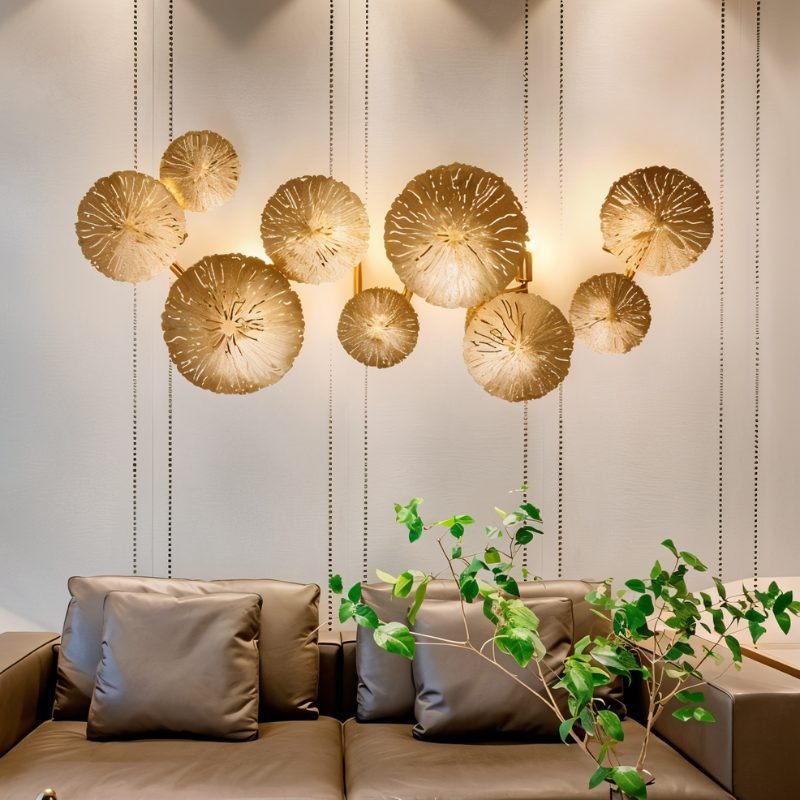 Celestial Aura Metal Wall Art With Warm Gold Glow Illumination