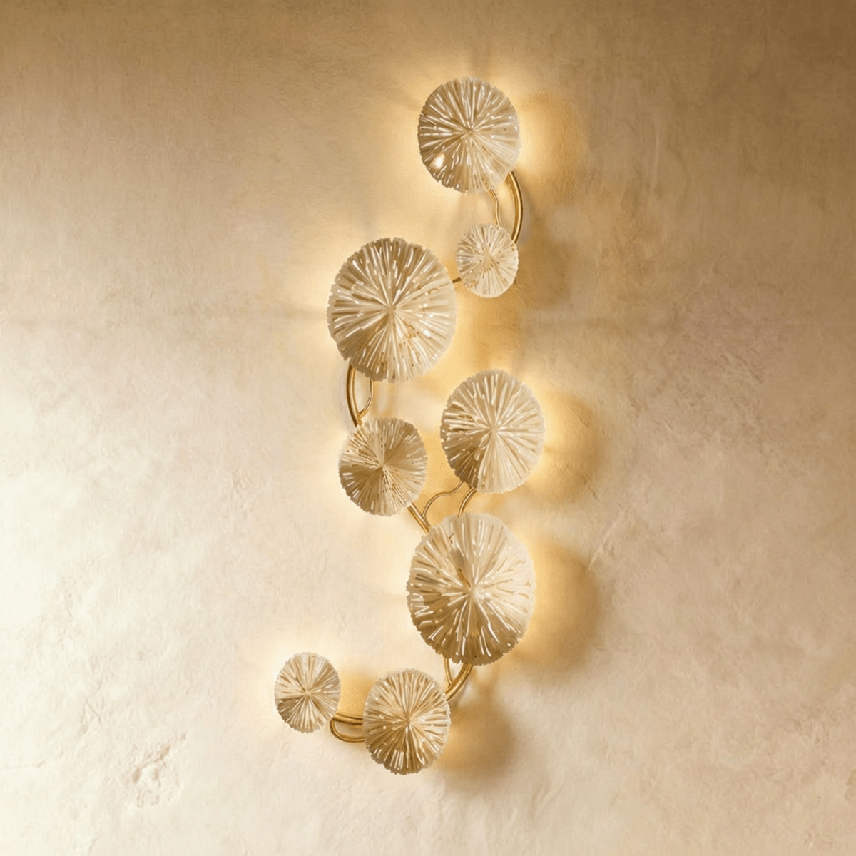 Celestial Aura Metal Wall Art With Warm Gold Glow Illumination