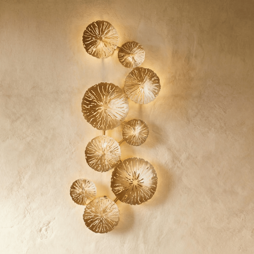 Celestial Aura Metal Wall Art With Warm Gold Glow Illumination