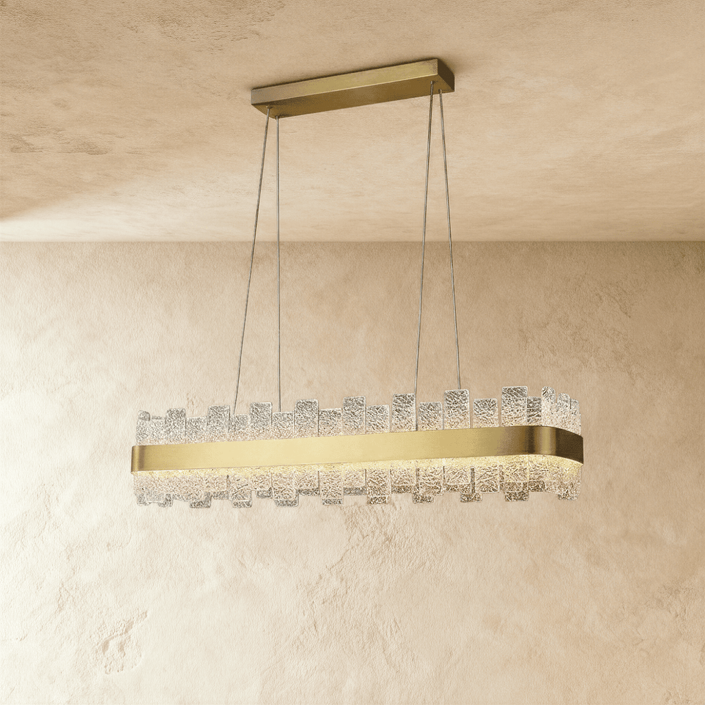 Aurea Copper Lattice Chandelier With Textured Glass Lampshade
