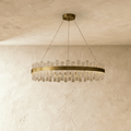 Aurea Copper Lattice Chandelier With Textured Glass Lampshade