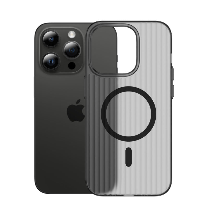 Capa para iPhone com Estampa às Riscas e Compatibilidade MagSafe, Ajuste Fino