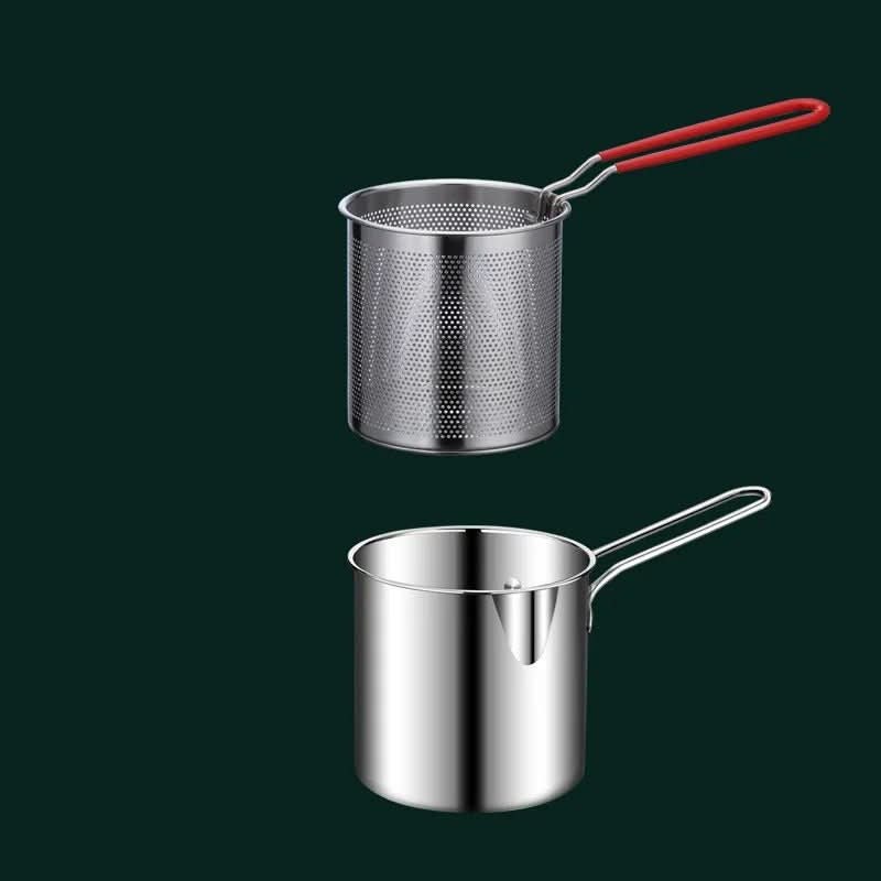 Friteuse en acier inoxydable avec poignée anti-brûlure et design économiseur d'huile - Fioriscas