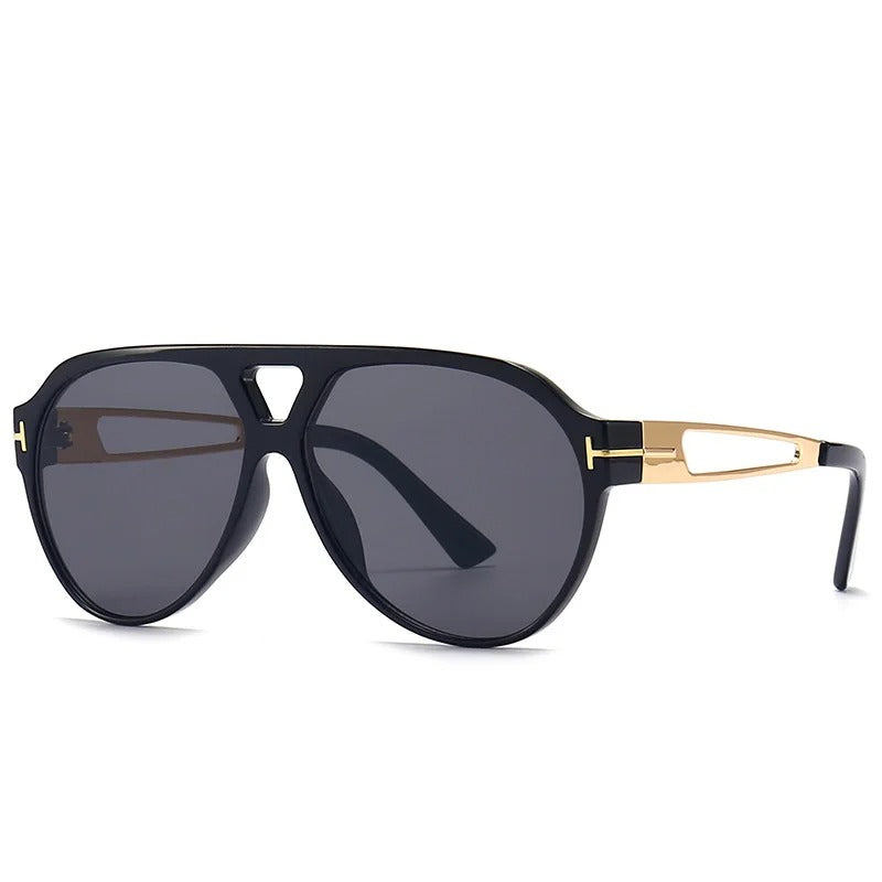 Kirella Gold-Accent Aviator Sunglasses With UV-Protective Lenses