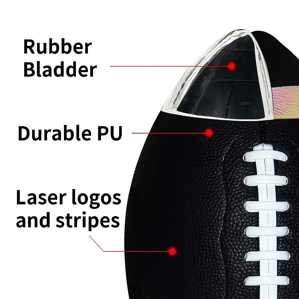 Offizieller Rugbyball Größe 9 aus PU-Leder für Training, Spiel & Outdoorsport - Fioriscas